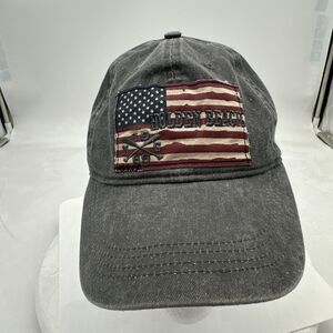 Holden Beach Hat Adult One Size Gray Strap Back Cap North Carolina USA flag